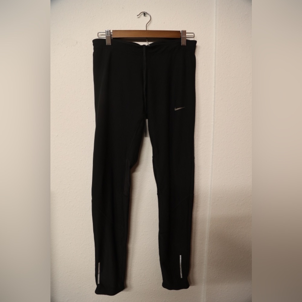 Nike Women’s Dri-Fit Running Tights Black Medium – Reflective Ankle Strips
